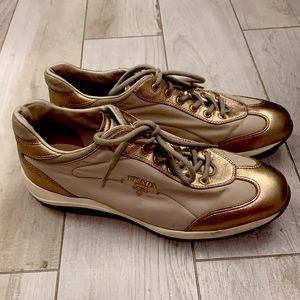 Gold Prada Sneakers size 40. Clean and crisp.